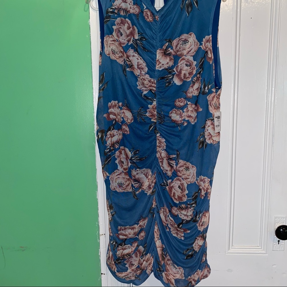 Charlotte Russe Blue Dress with Pink Floral Design - Picture 8 of 10